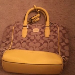 Coach purse yellow cloth